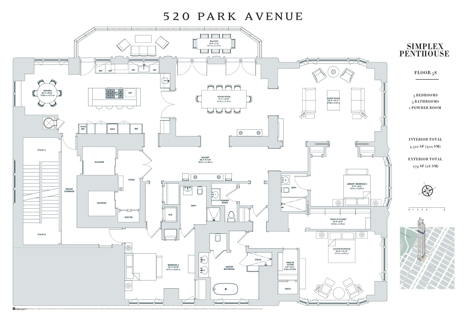 Floorplan for 520 Park Avenue, PH58