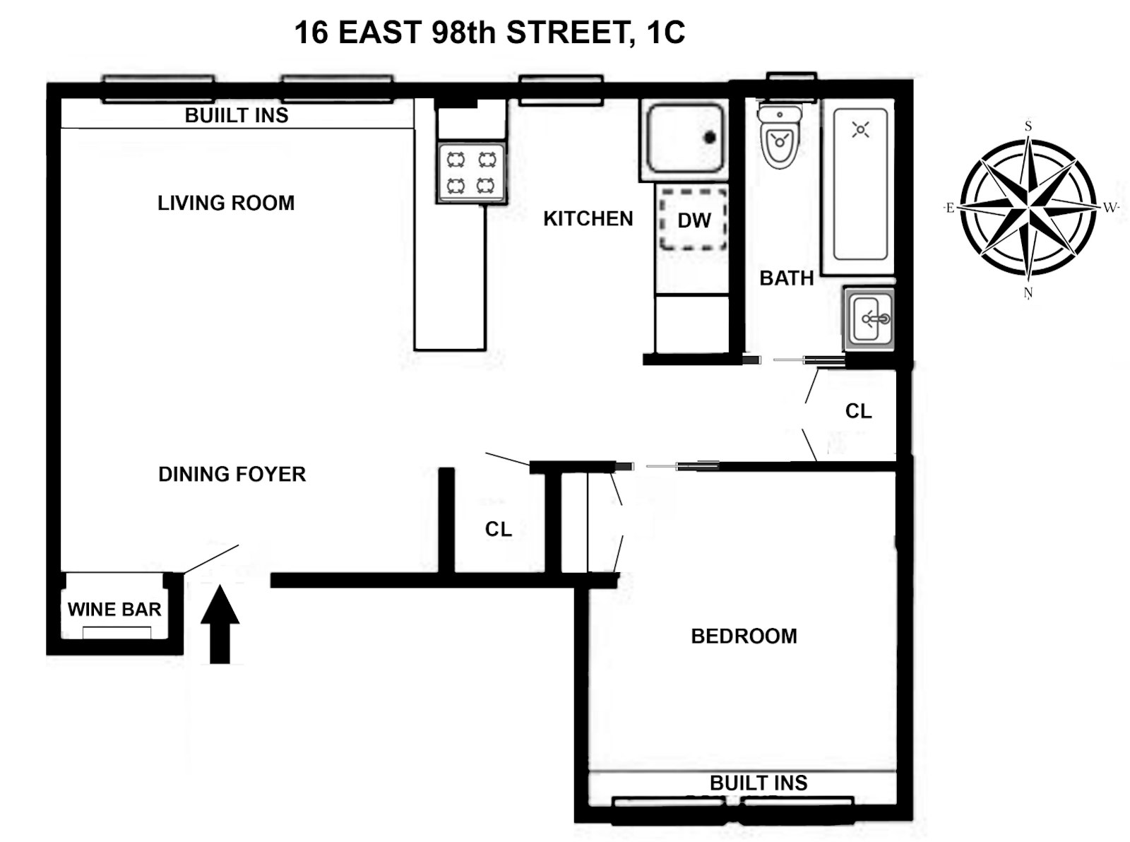 Floorplan for 16 East 98th Street, 1C