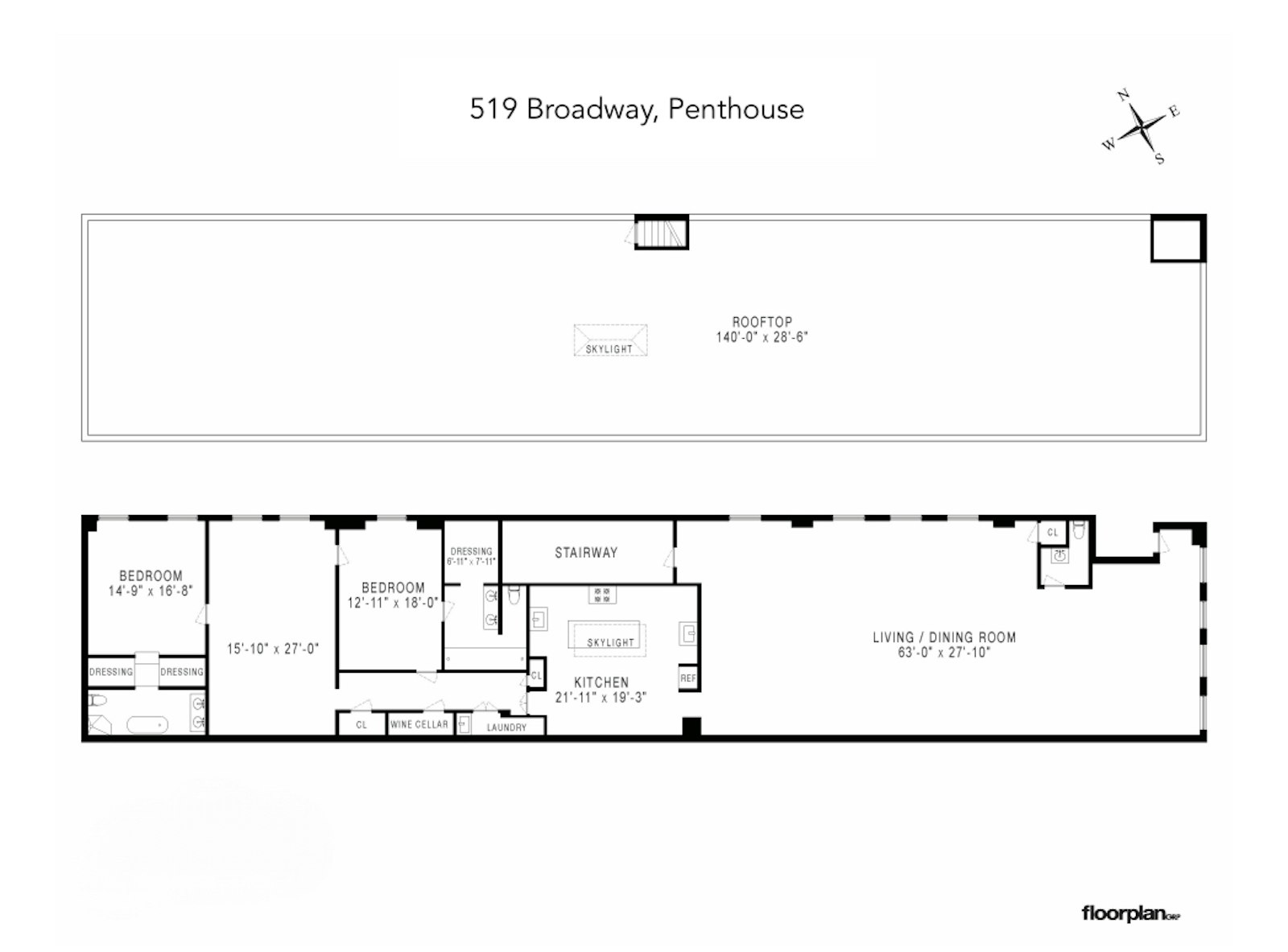 Floorplan for 519 Broadway, PH