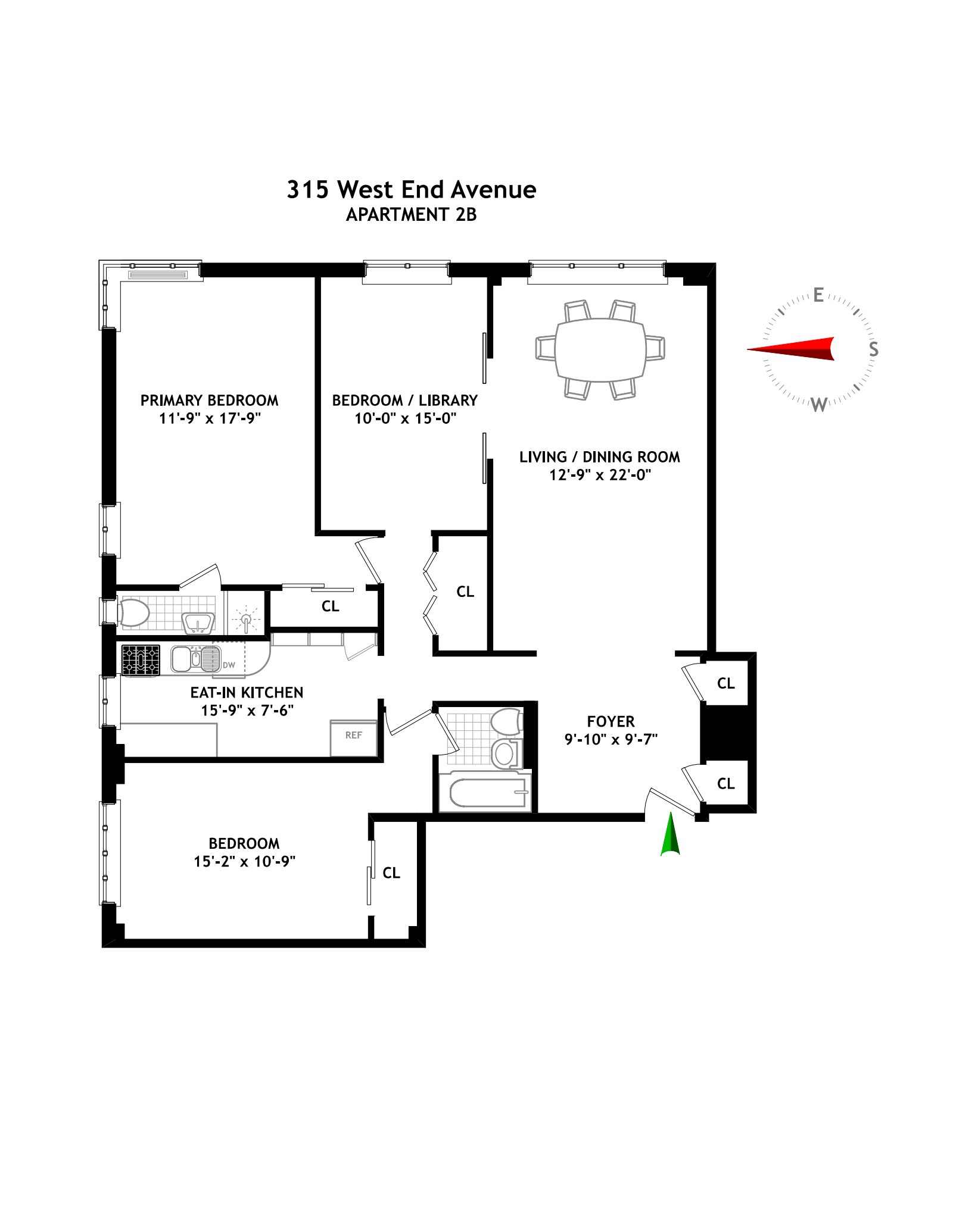 Floorplan for 315 West End Avenue, 2B