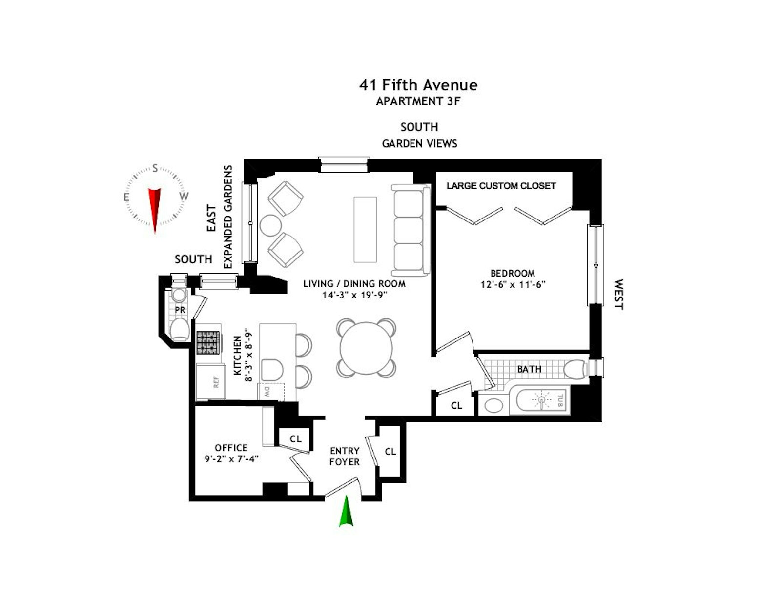 Floorplan for 41 Fifth Avenue, 3F