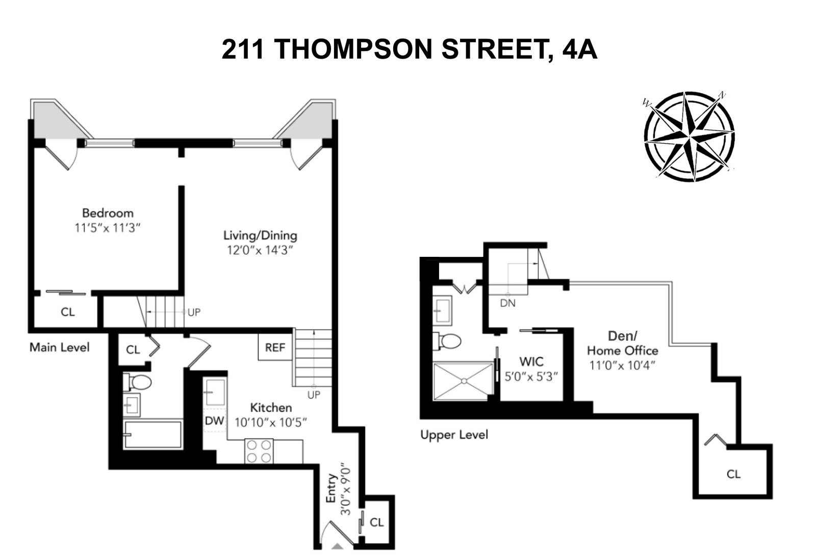 Floorplan for 211 Thompson Street, 4A