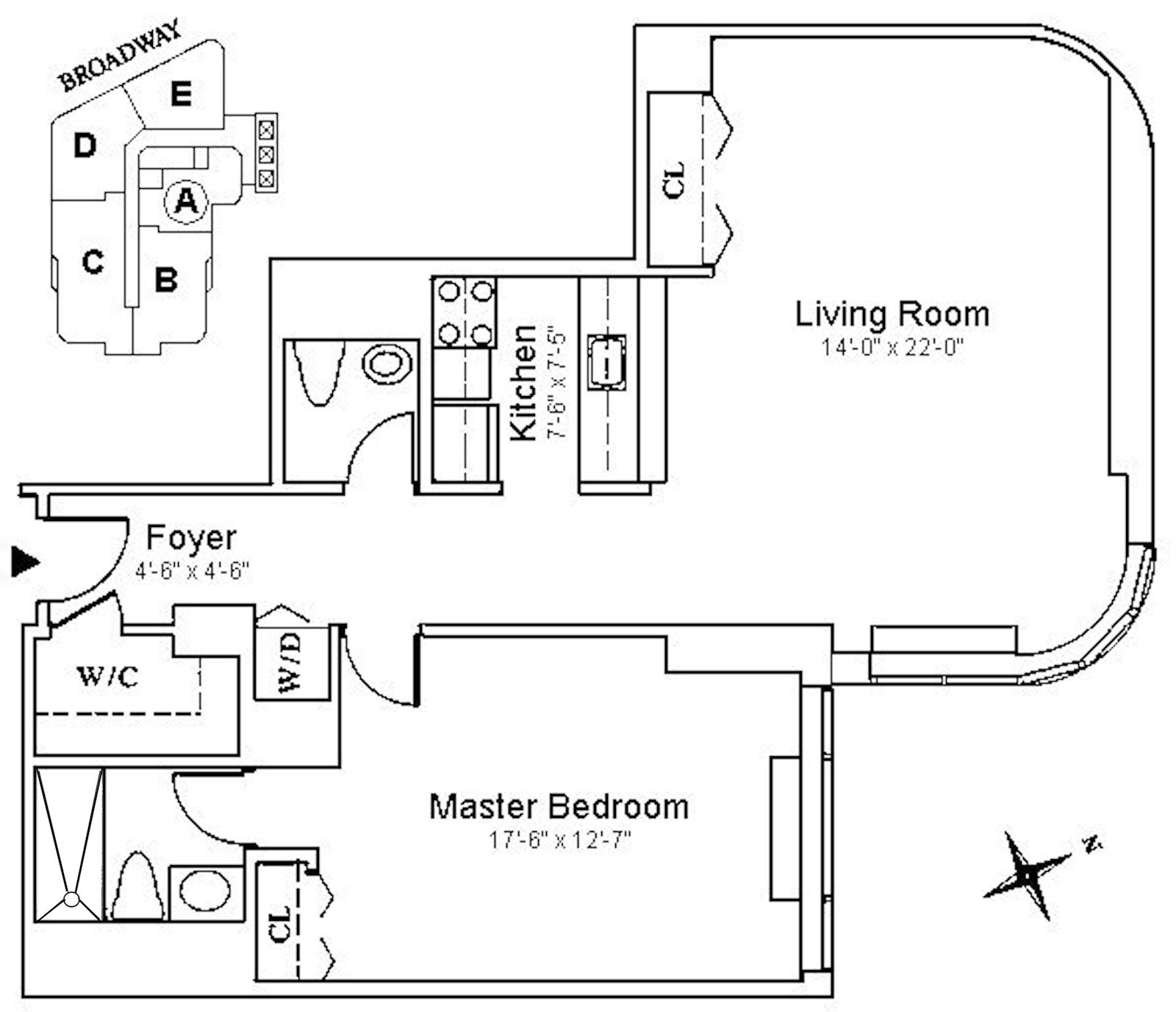 Floorplan for 2000 Broadway, 17A