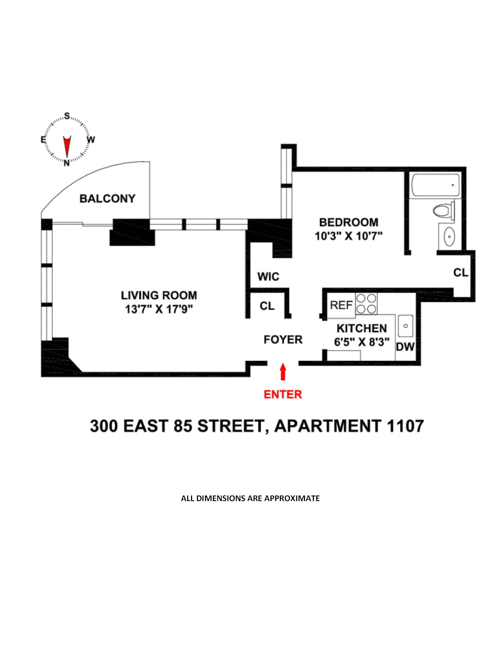 Floorplan for 300 East 85th Street, 1107