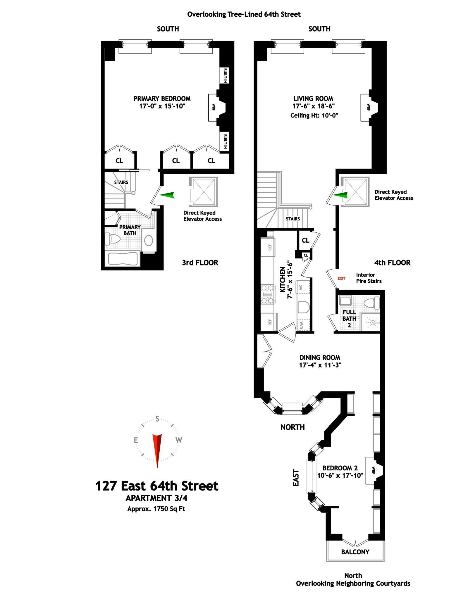 Floorplan for 127 East 64th Street, 3/4