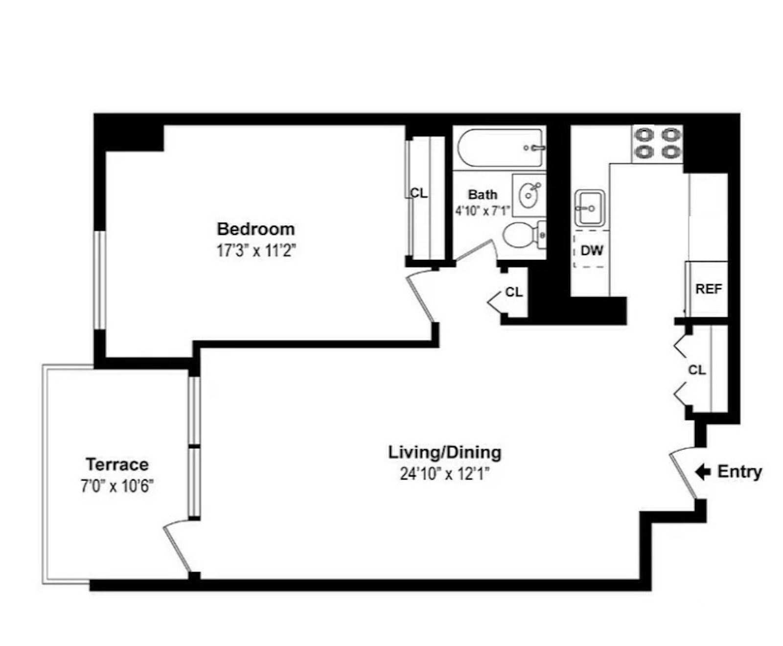 Floorplan for 77 Fulton Street, 15M