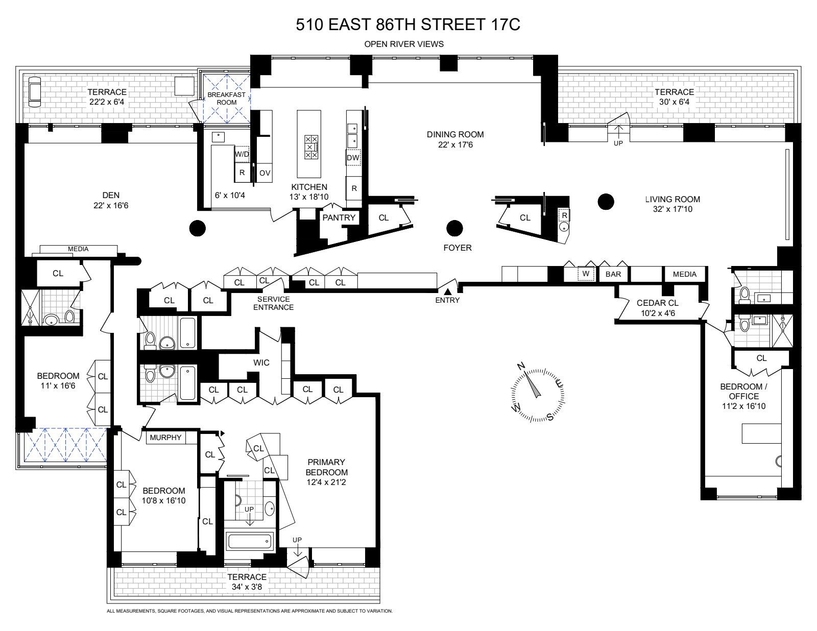 Floorplan for 510 East 86th Street, 17C