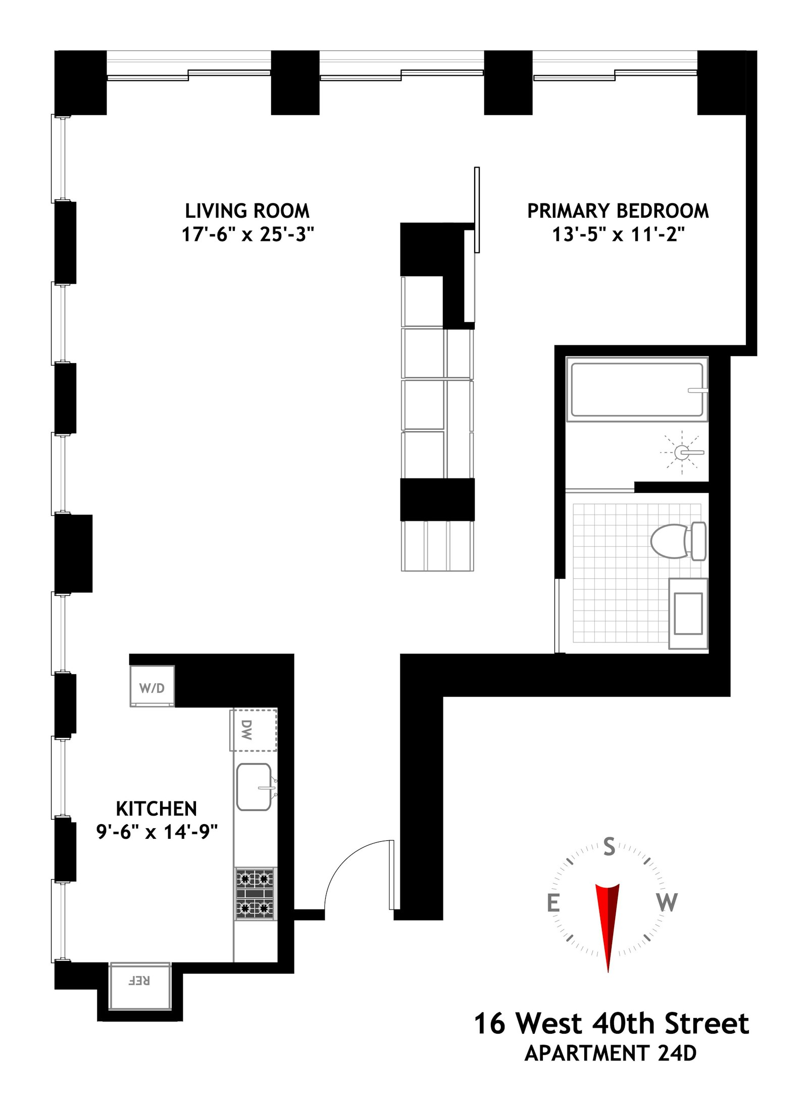 Floorplan for 16 West 40th Street, 24D