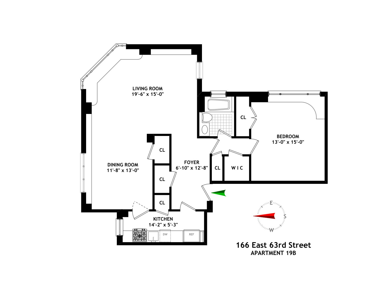 Floorplan for 166 East 63rd Street, 19B