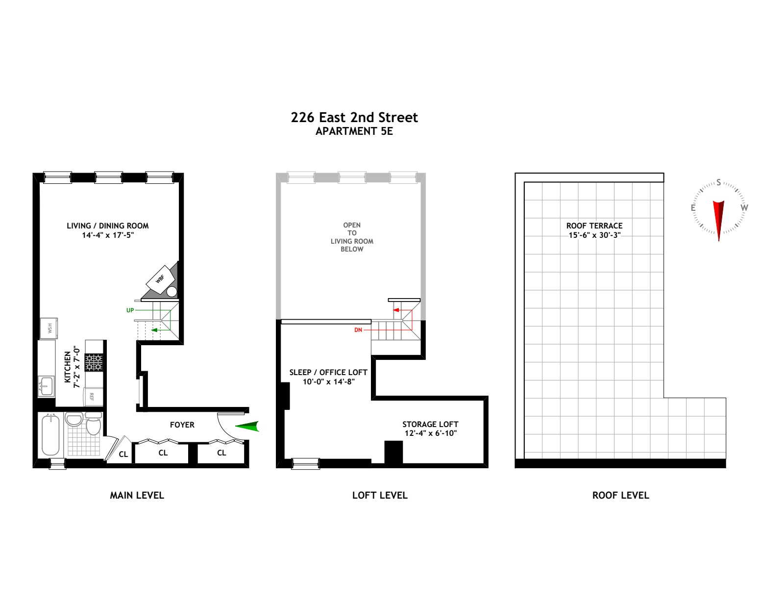 Floorplan for 226 East 2nd Street, 5E