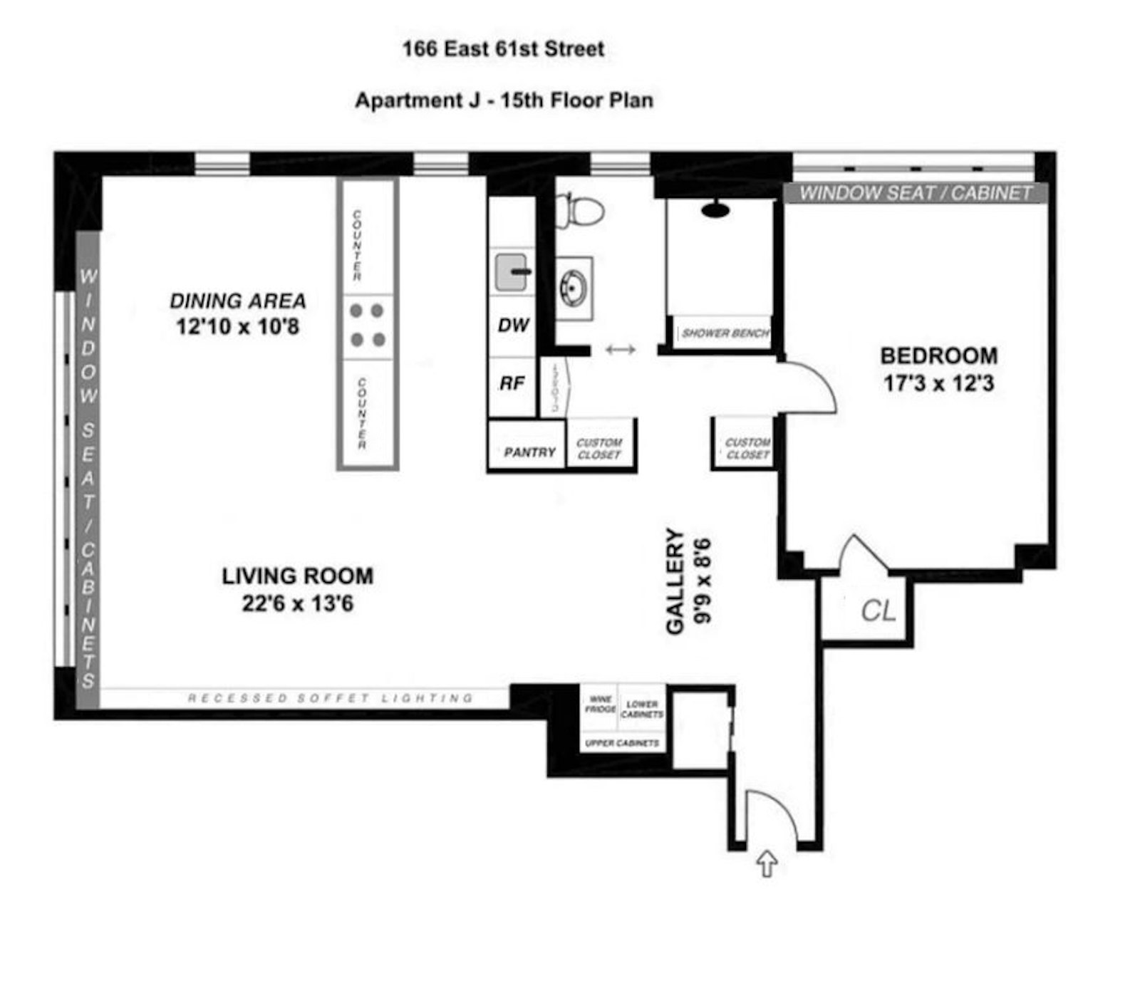 Floorplan for 166 East 61st Street, 15J