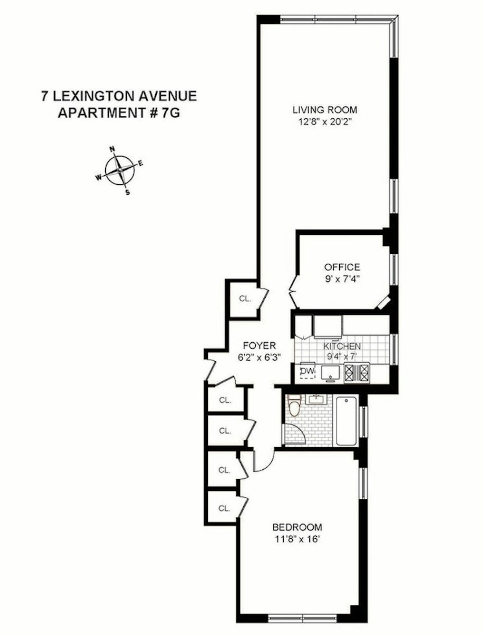 Floorplan for 7 Lexington Avenue, 7G