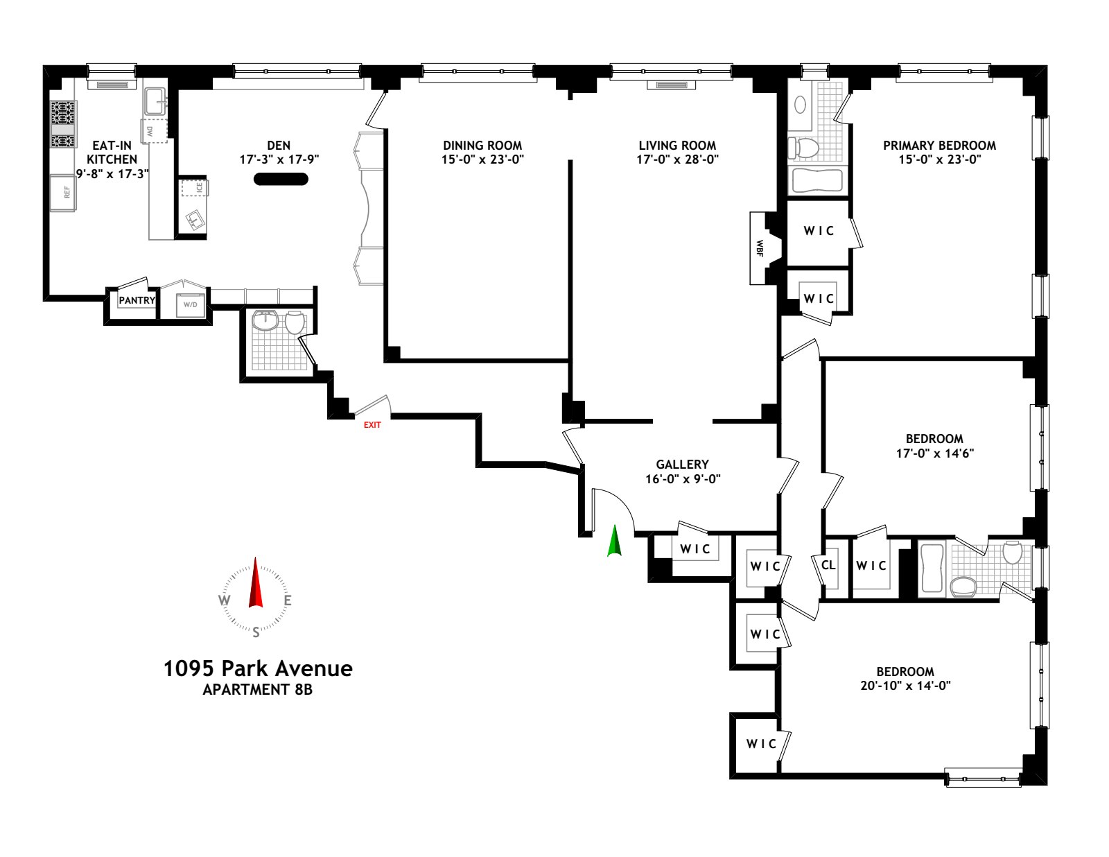 Floorplan for 1095 Park Avenue, 8B