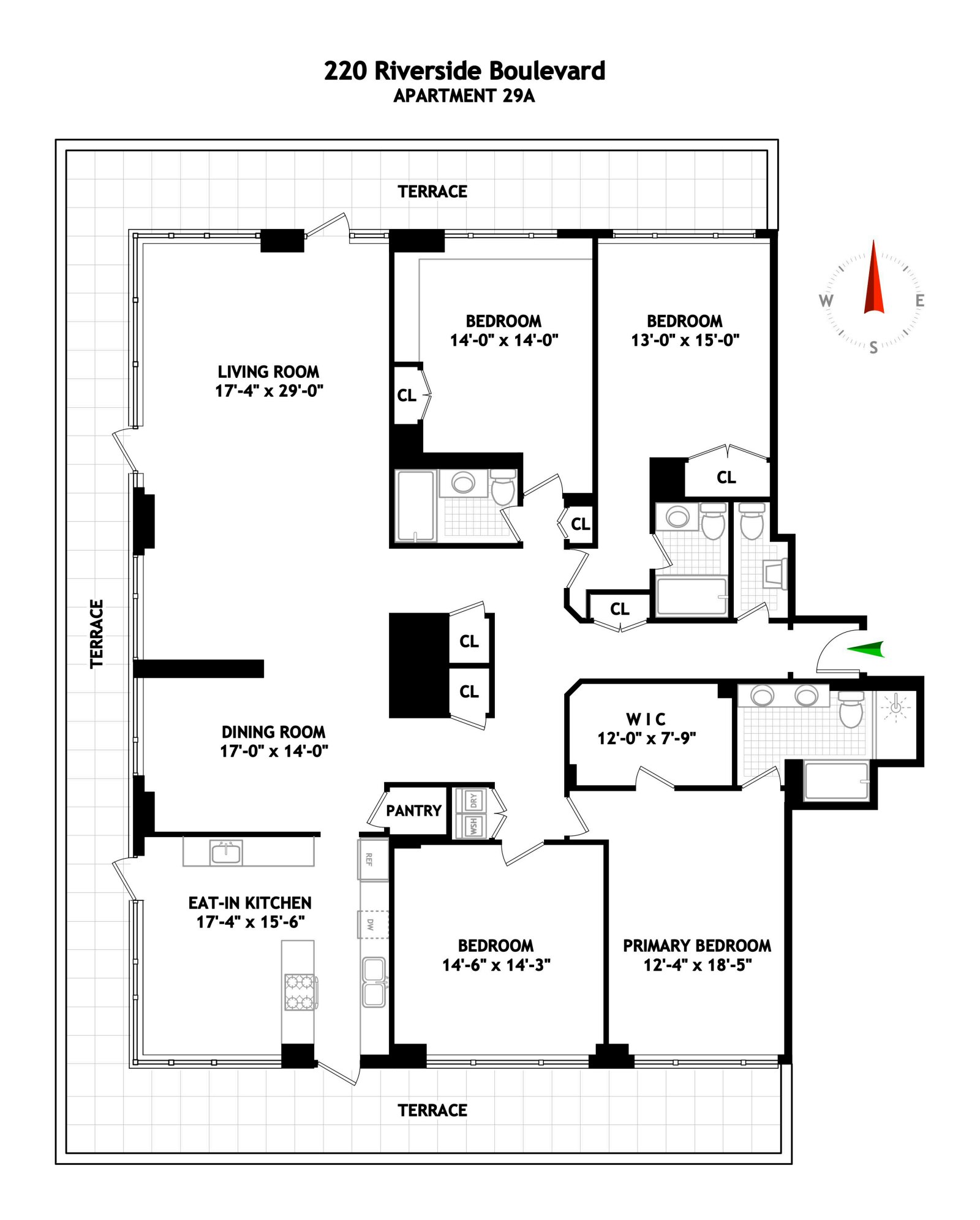 Floorplan for 220 Riverside Boulevard, 29AG