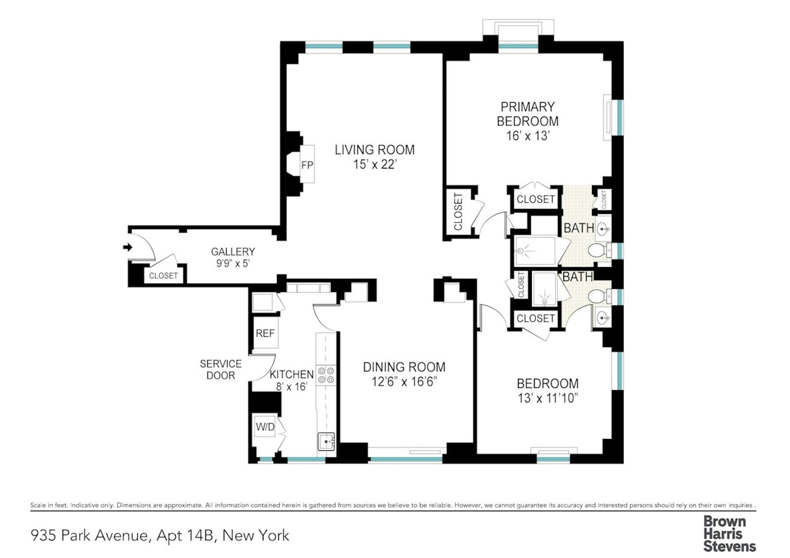 Floorplan for 935 Park Avenue, 14B