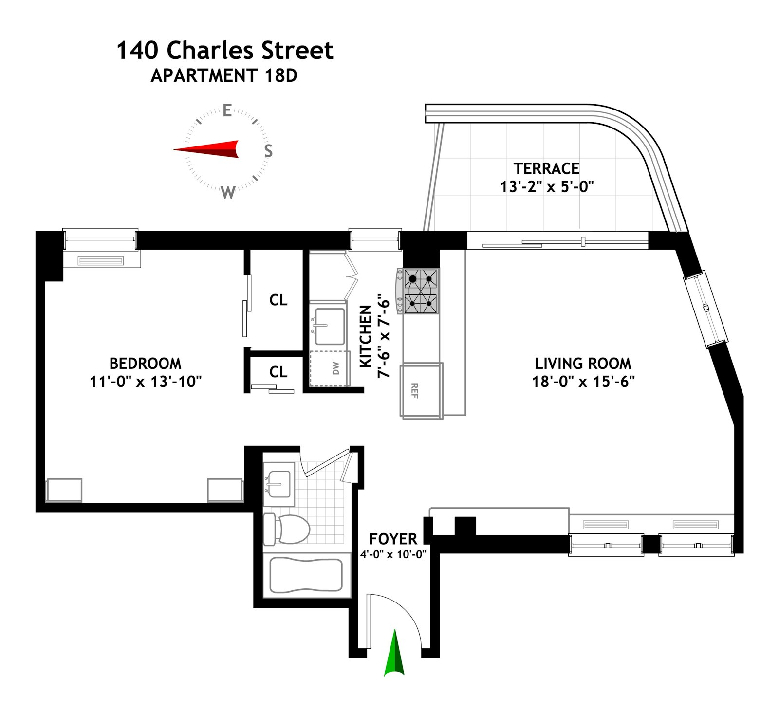 Floorplan for 140 Charles Street, 18D