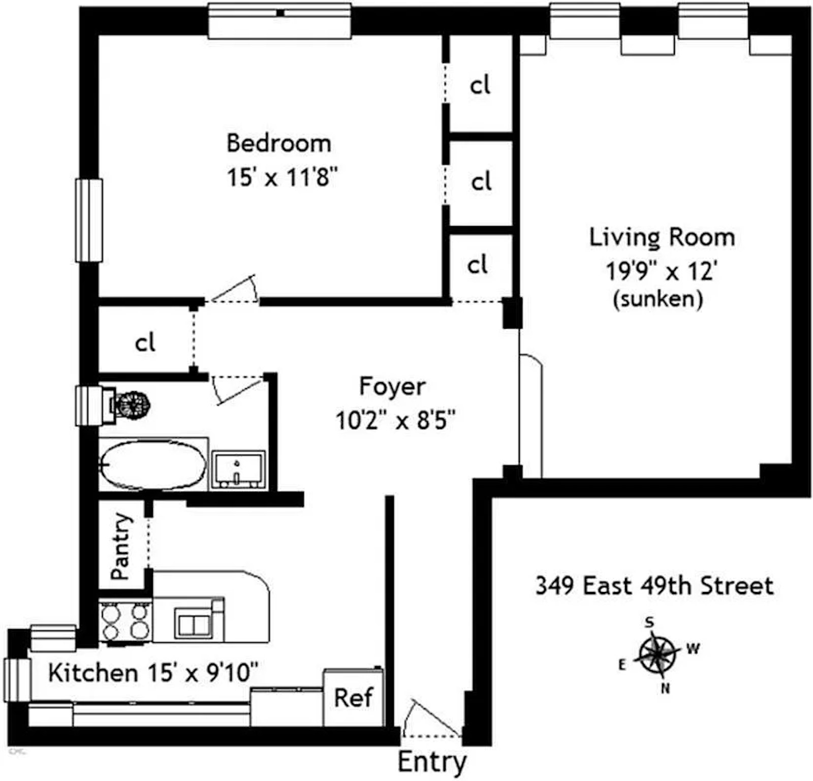 Floorplan for 349 East 49th Street, 1G