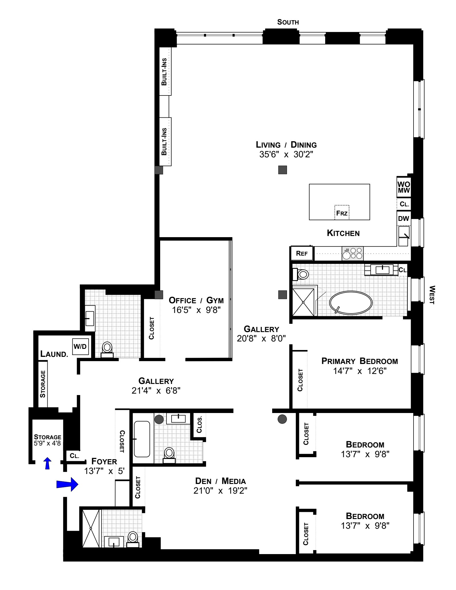 Floorplan for 145 Sixth Avenue, 3DE