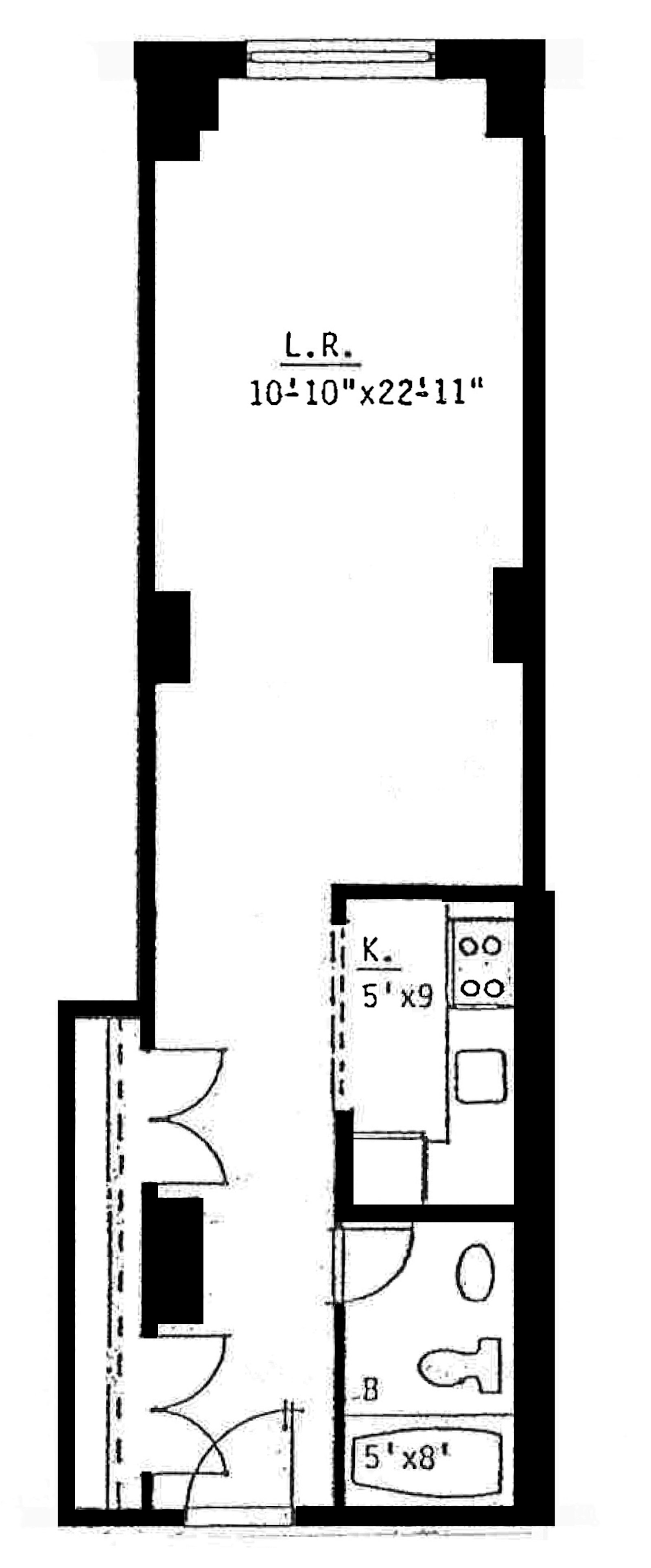 Floorplan for 222 West 14th Street, 5J