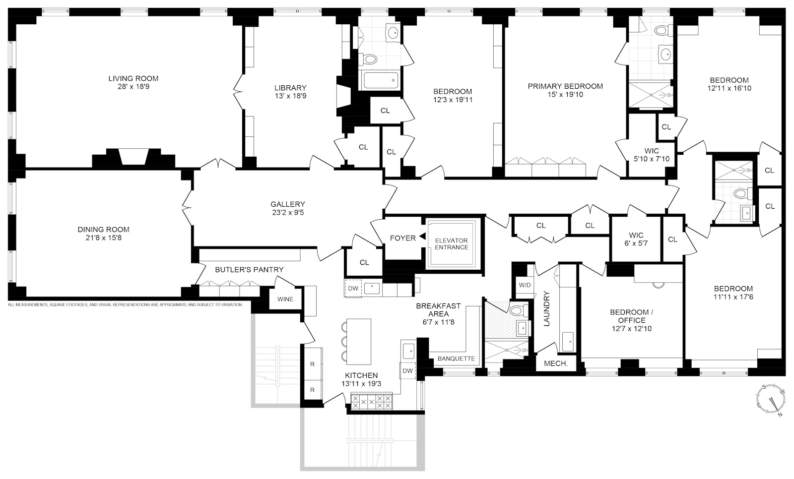 Floorplan for 1220 Park Avenue, 7B