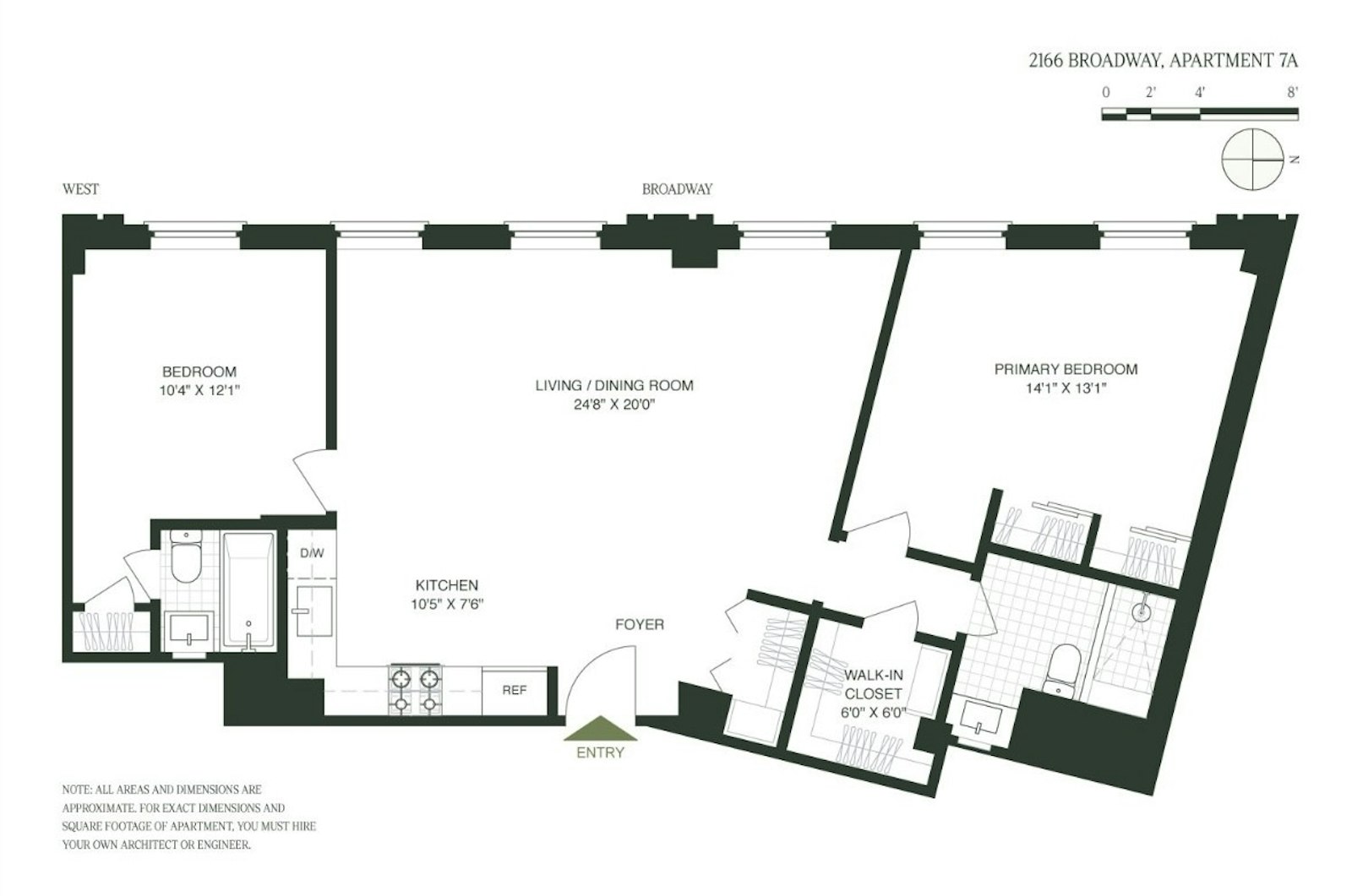 Floorplan for 2166 Broadway, 7A