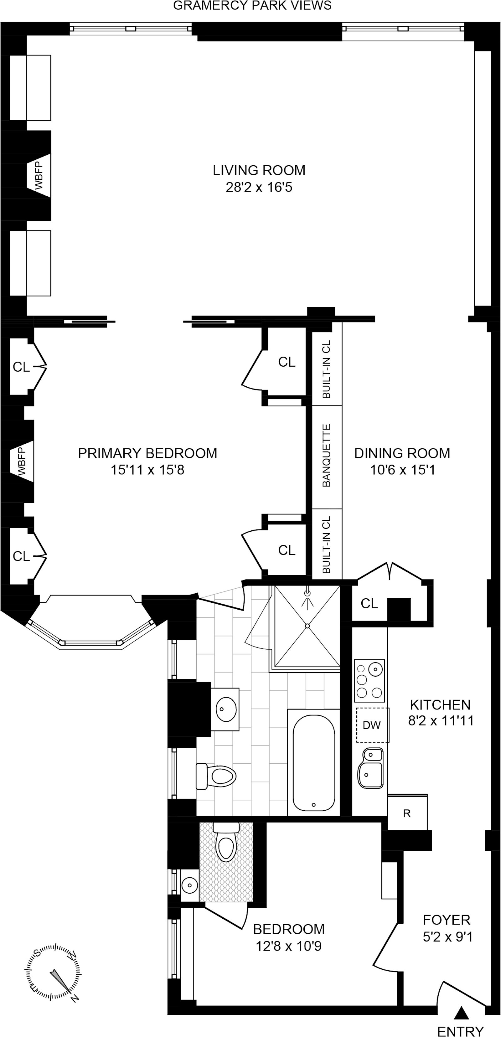 Floorplan for 1 Lexington Avenue, 3B