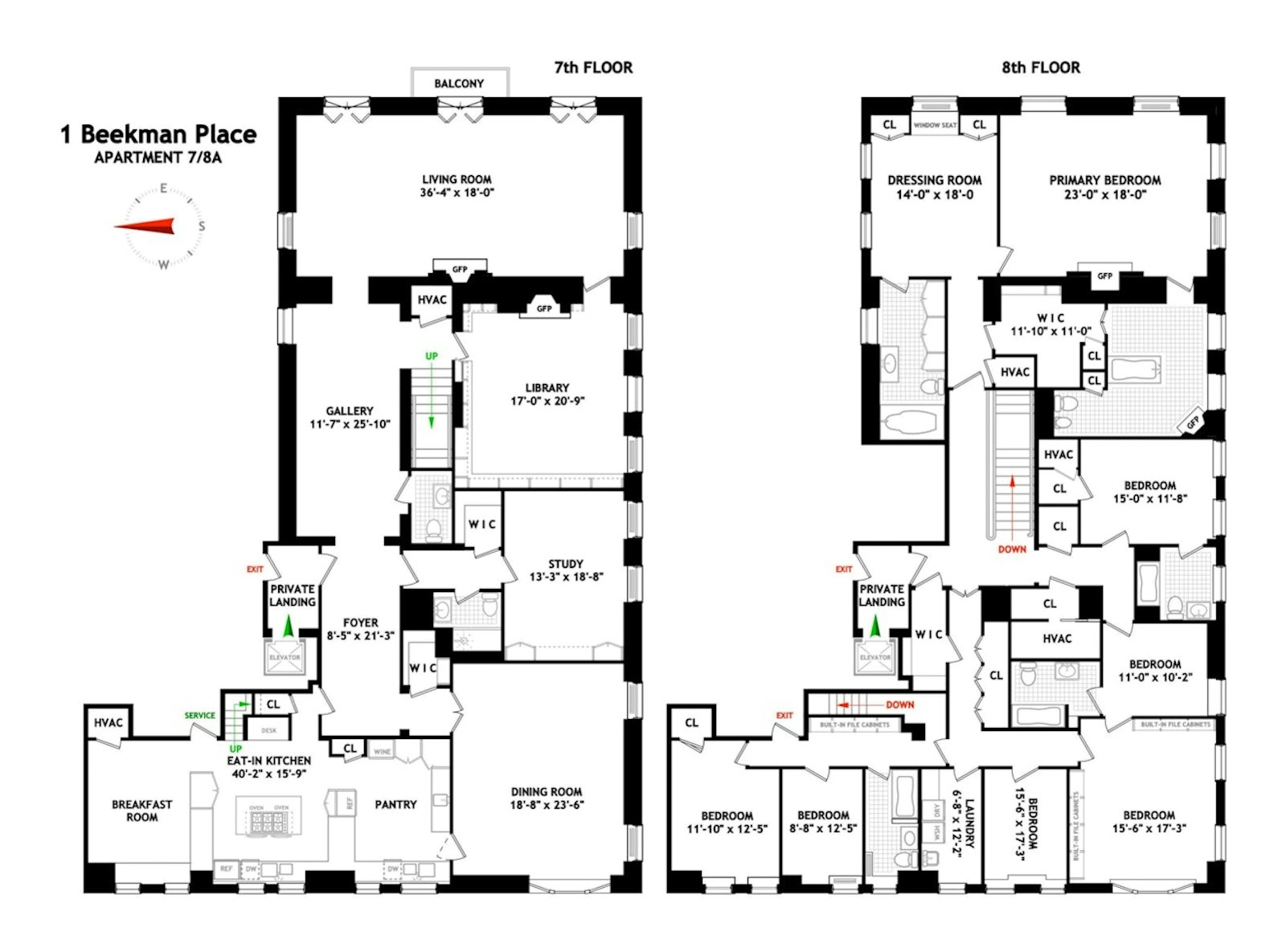 Floorplan for 1 Beekman Place, 7/8A