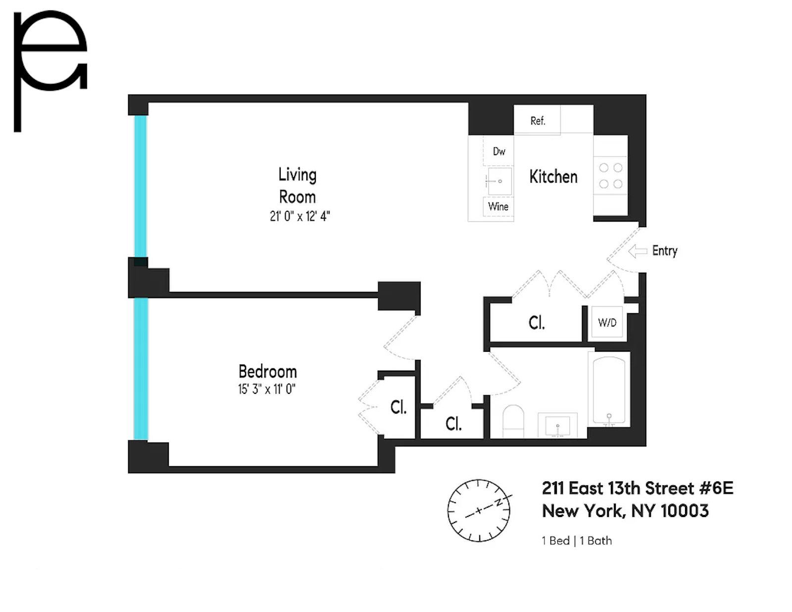 Floorplan for 211 East 13th Street, 6E