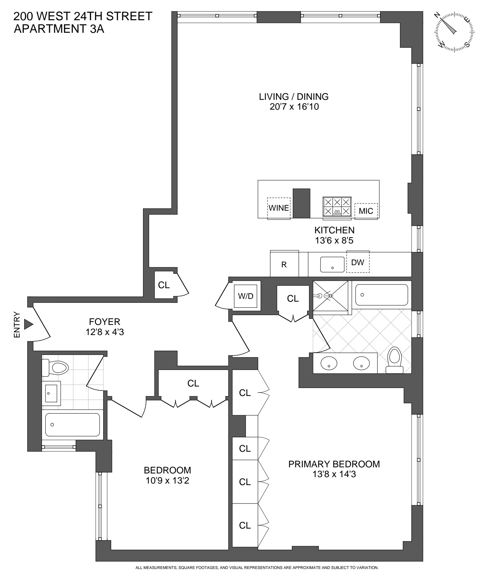 Floorplan for 200 West 24th Street, 3A