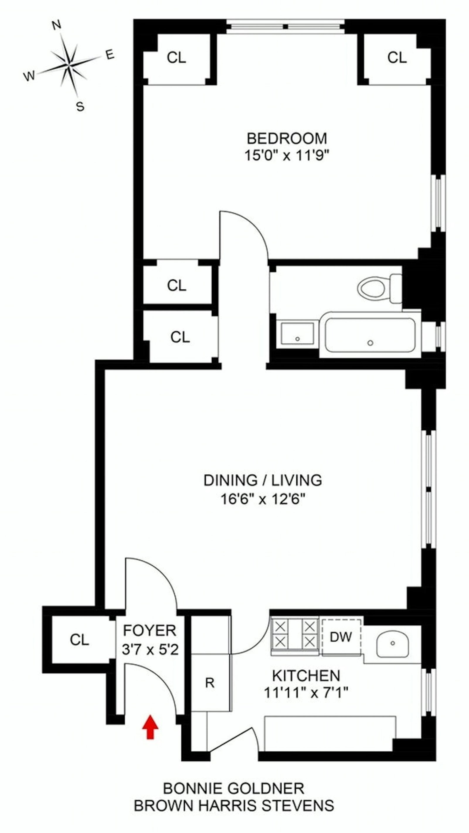 Floorplan for 345 West 55th Street, 1C