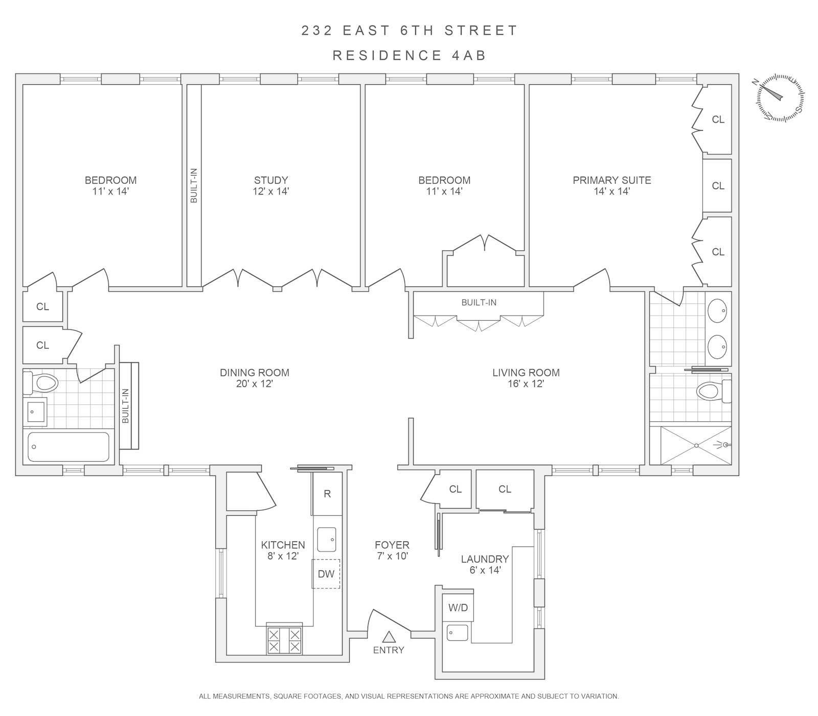 Floorplan for 232 East 6th Street, 4AB