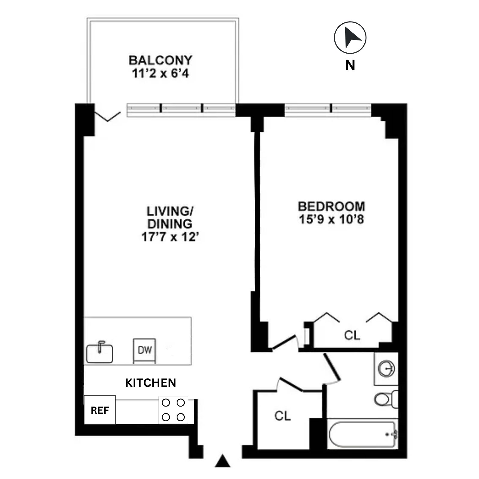 Floorplan for 270 West 17th Street, 14B