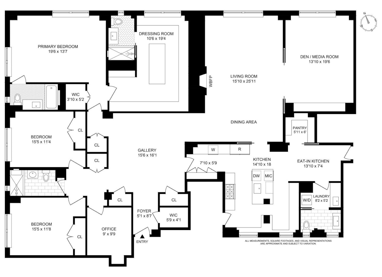 Floorplan for 1111 Park Avenue, 7B