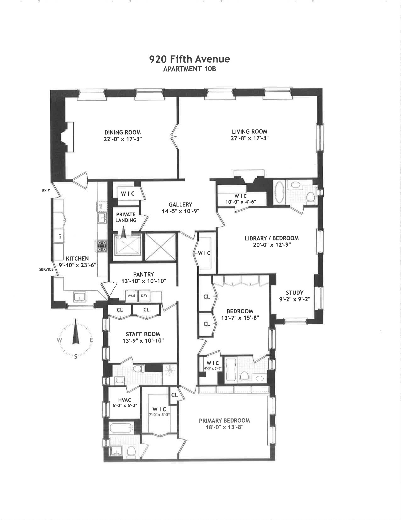 Floorplan for 920 Fifth Avenue, 10B