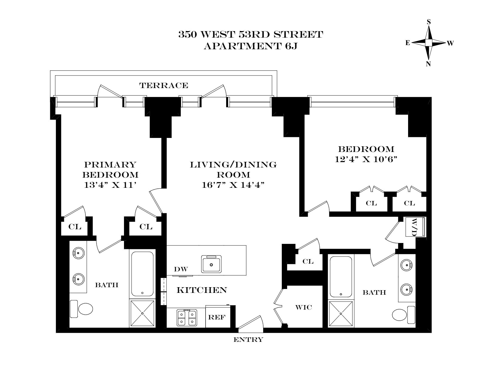 Floorplan for 350 West 53rd Street, 6J