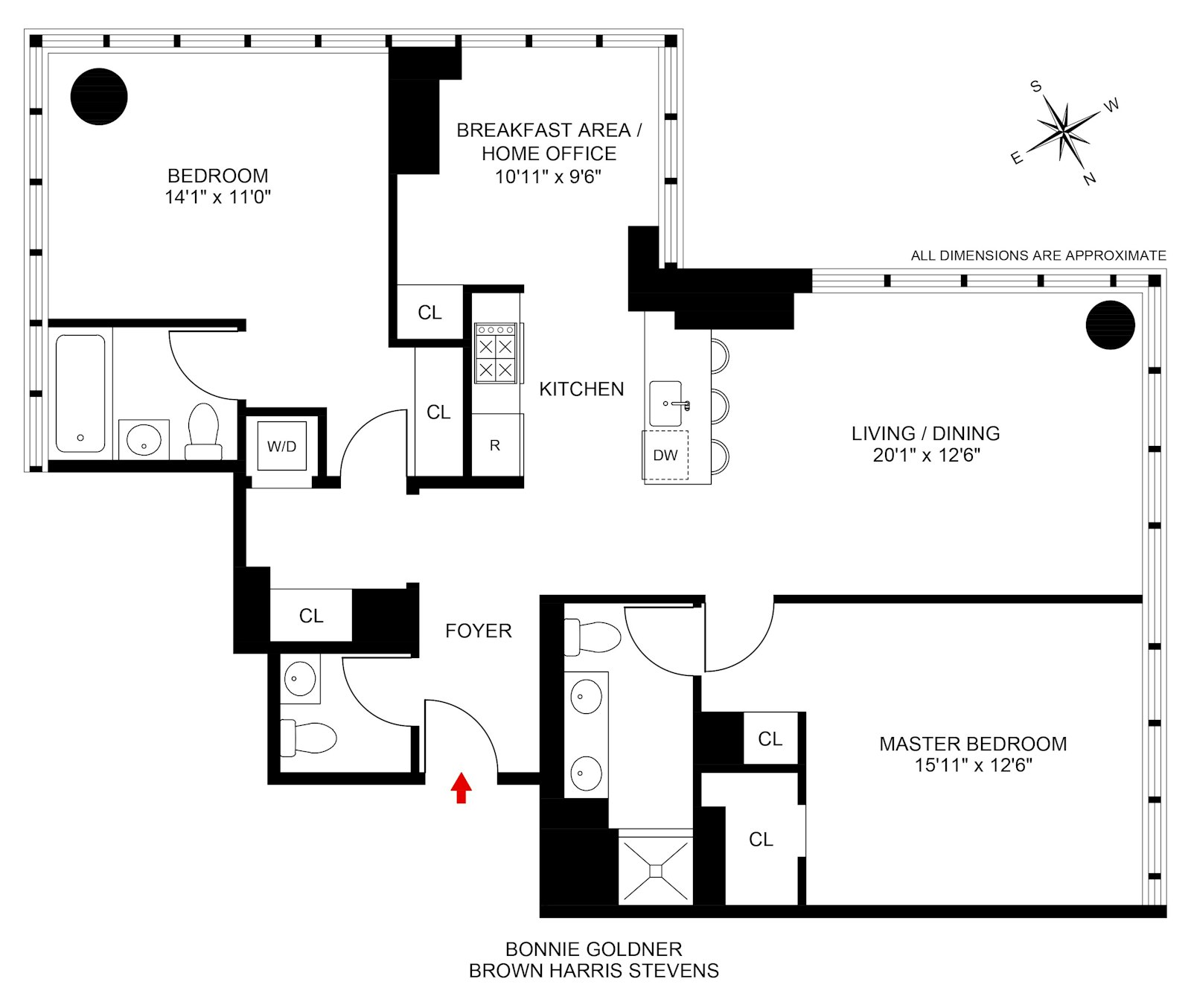 Floorplan for 310 West 52nd Street, 18B