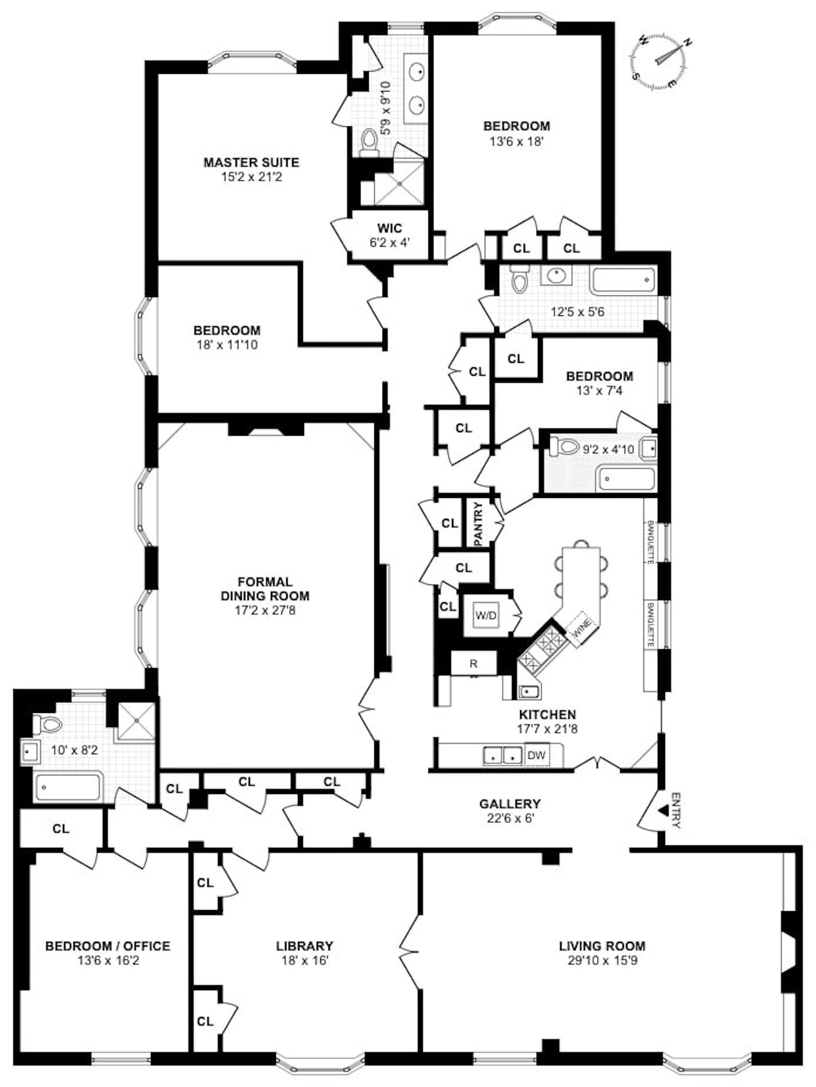 Floorplan for 285 Central Park West, 5S