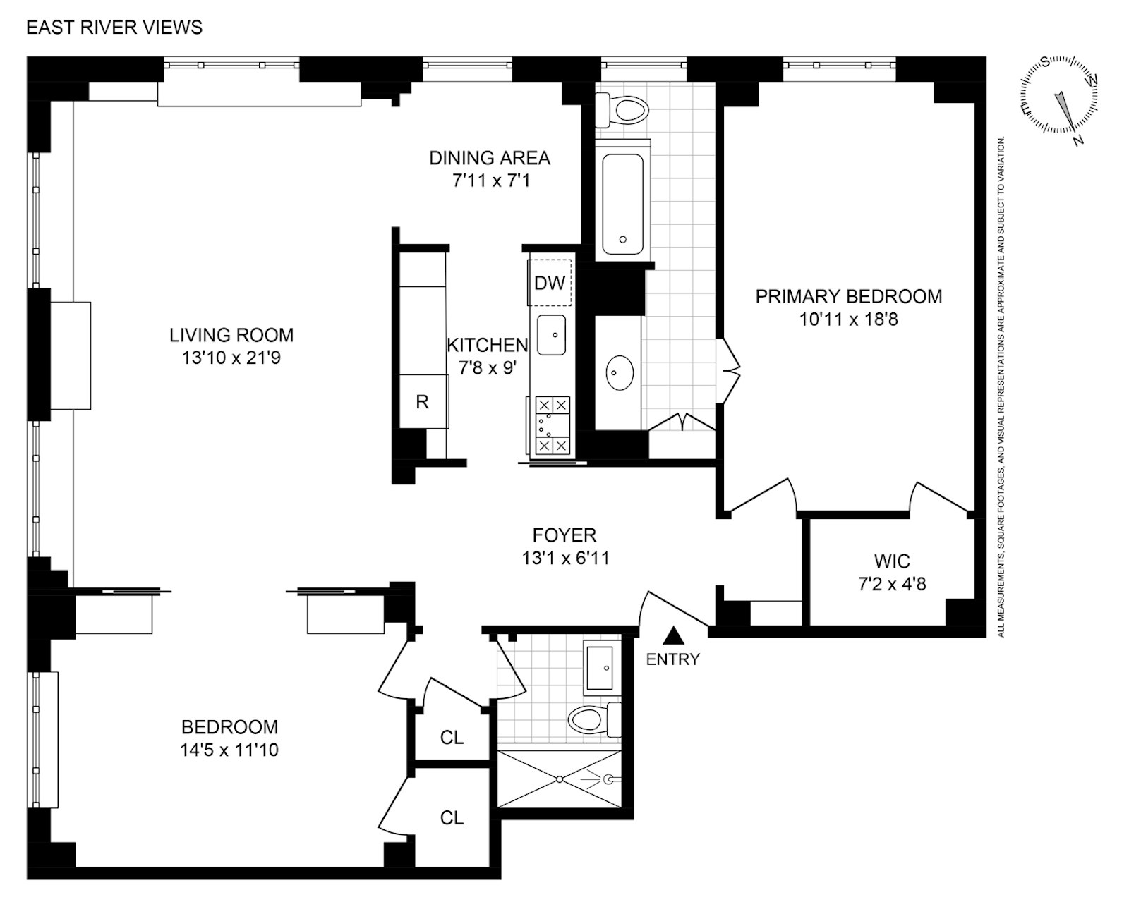Floorplan for 2 Beekman Place, 8C
