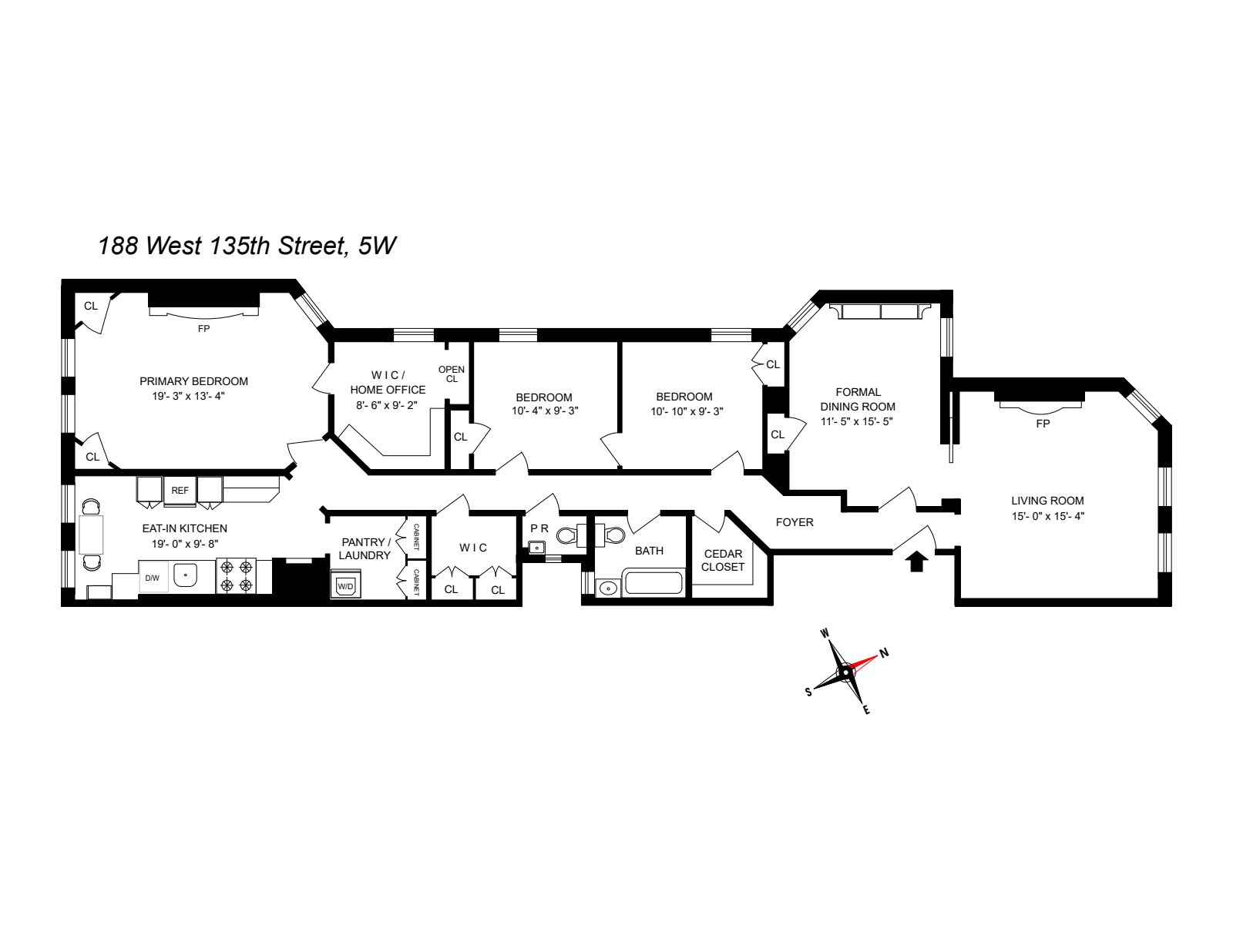 Floorplan for 188 West 135th Street, 5W