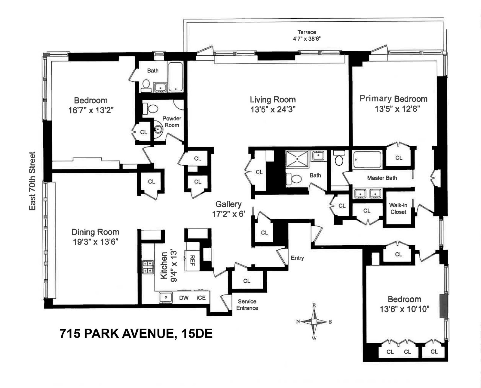 Floorplan for 715 Park Avenue, 15DE