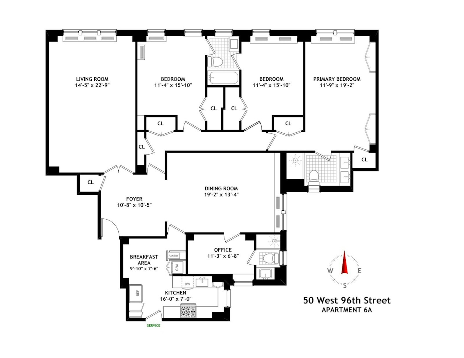Floorplan for 50 West 96th Street, 6/A