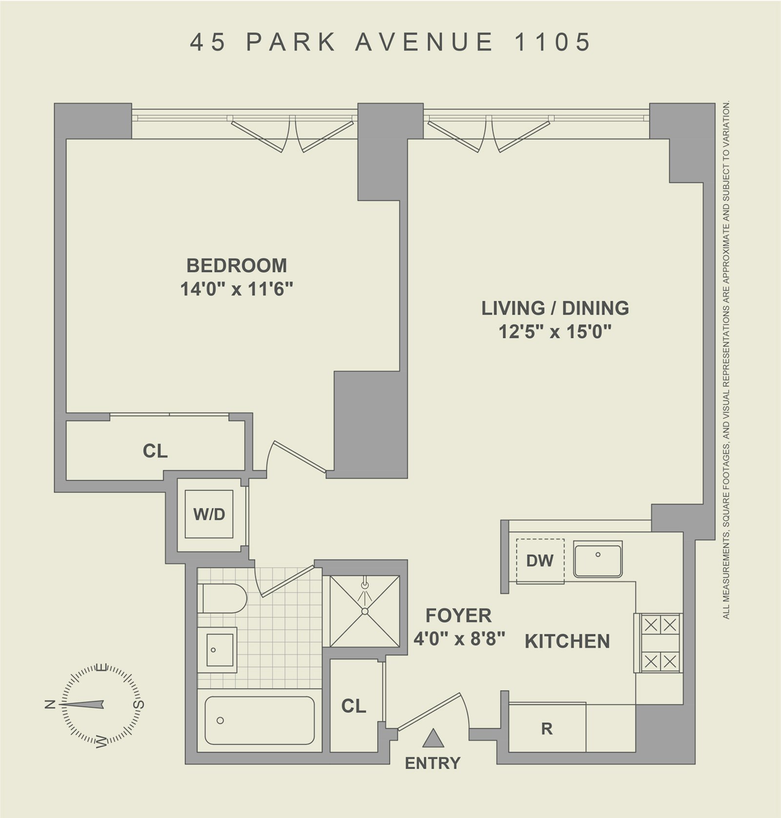 Floorplan for 45 Park Avenue, 1105