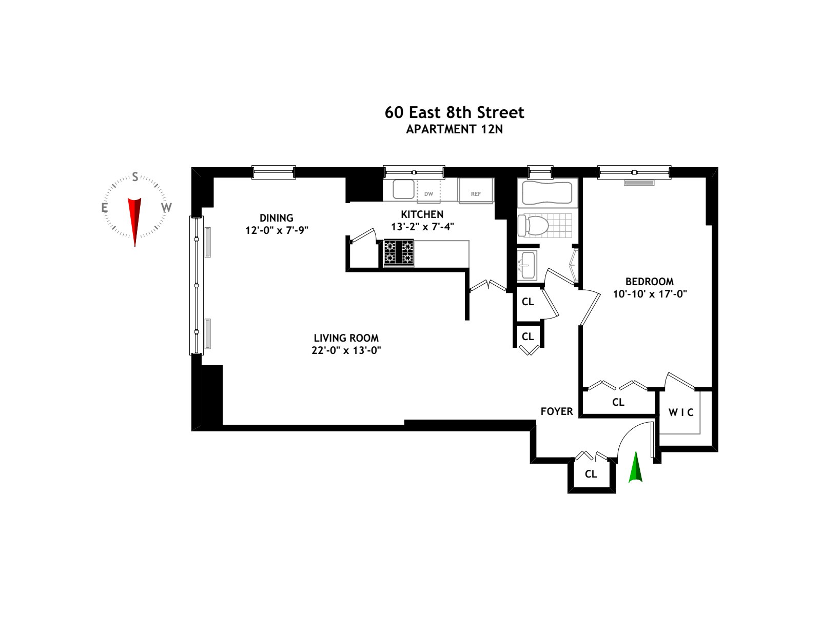 Floorplan for 60 East 8th Street, 12N