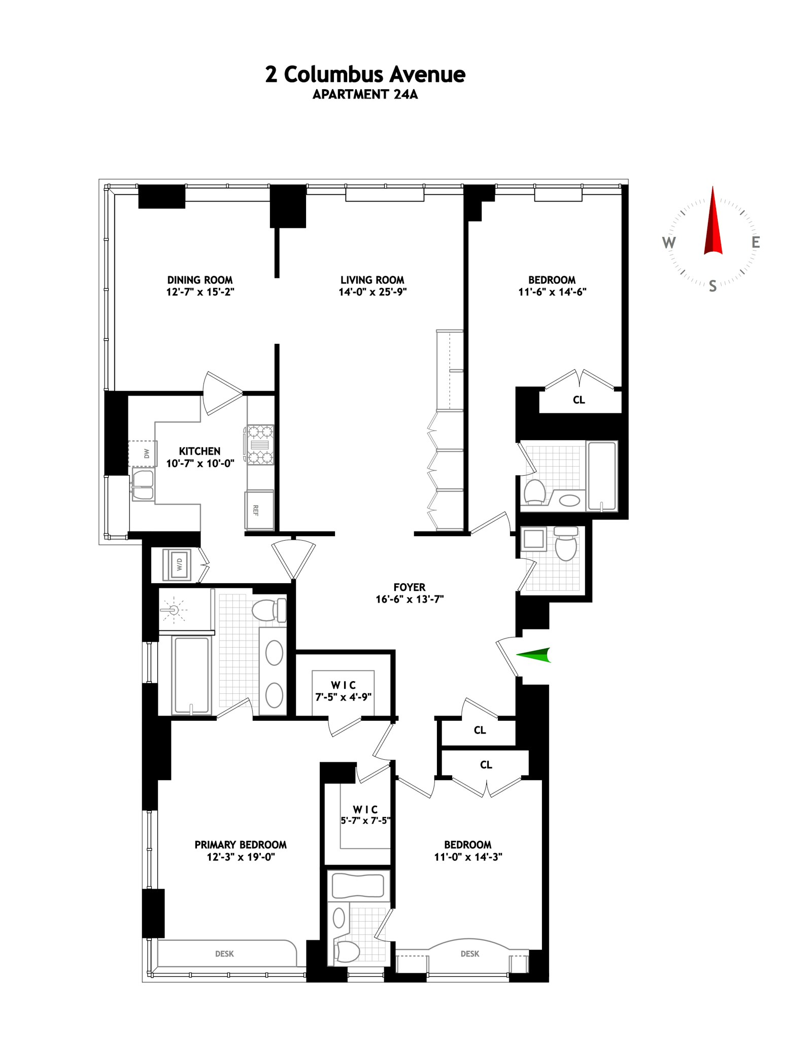 Floorplan for 2 Columbus Avenue, 24A