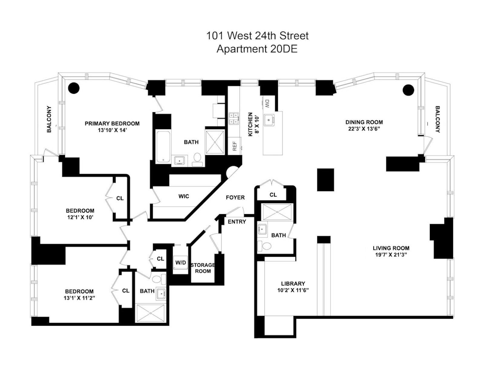 Floorplan for 101 West 24th Street, 20DE