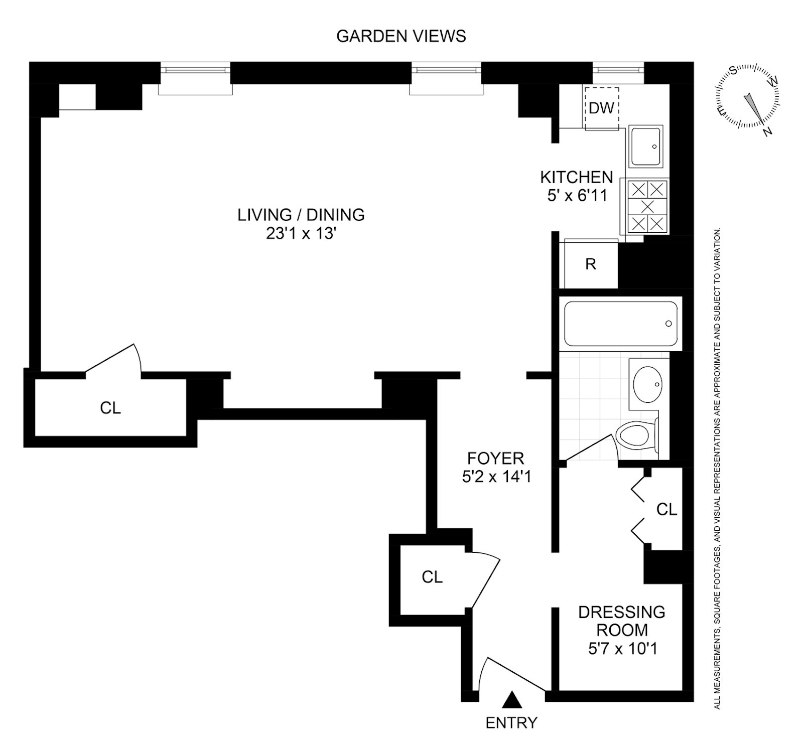 Floorplan for 350 West 57th Street, 2E
