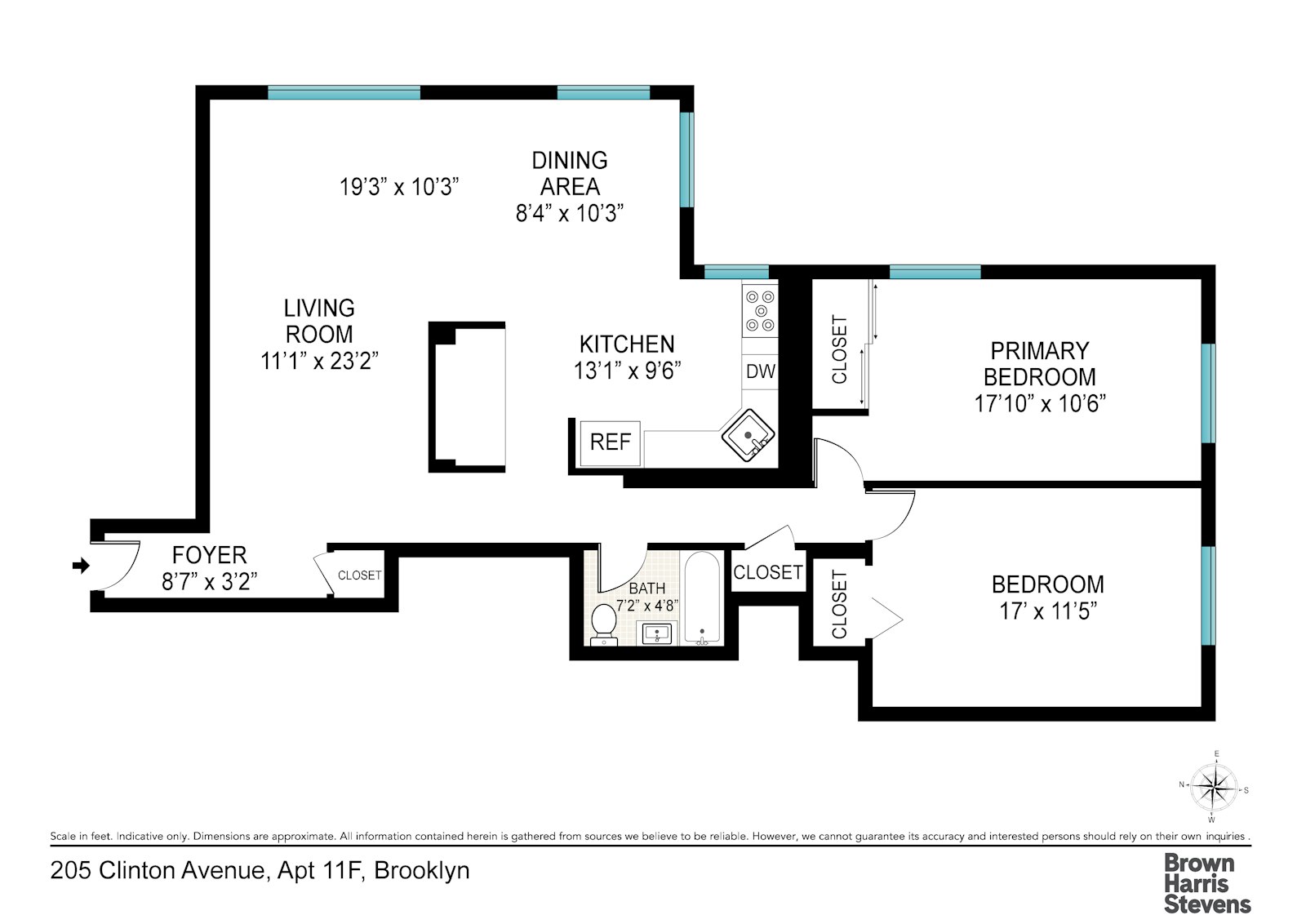 Floorplan for 205 Clinton Avenue, 11F