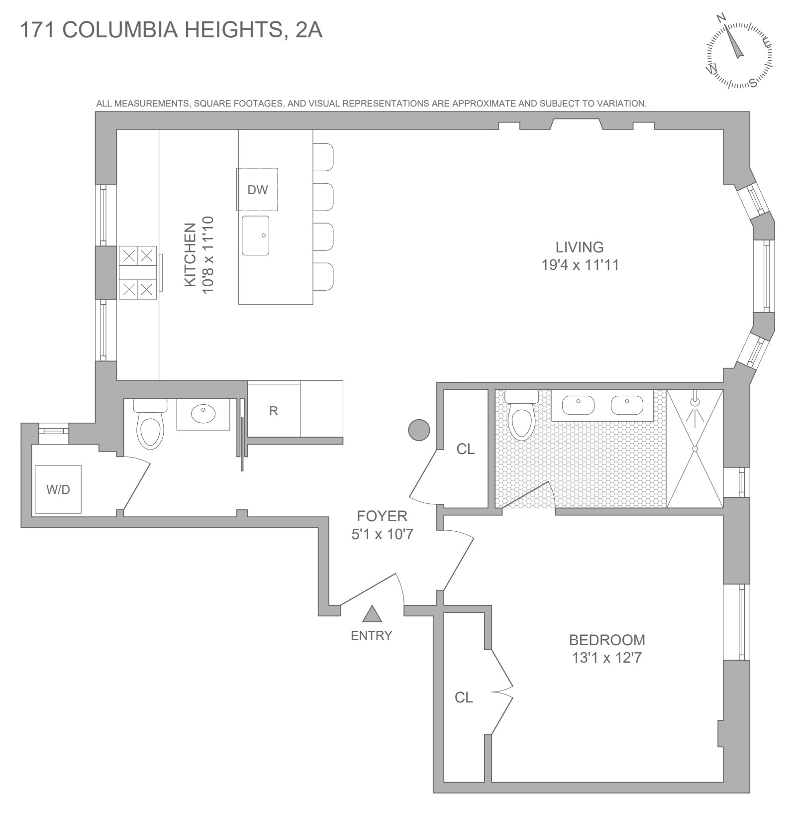Floorplan for 171 Columbia Heights, 2A