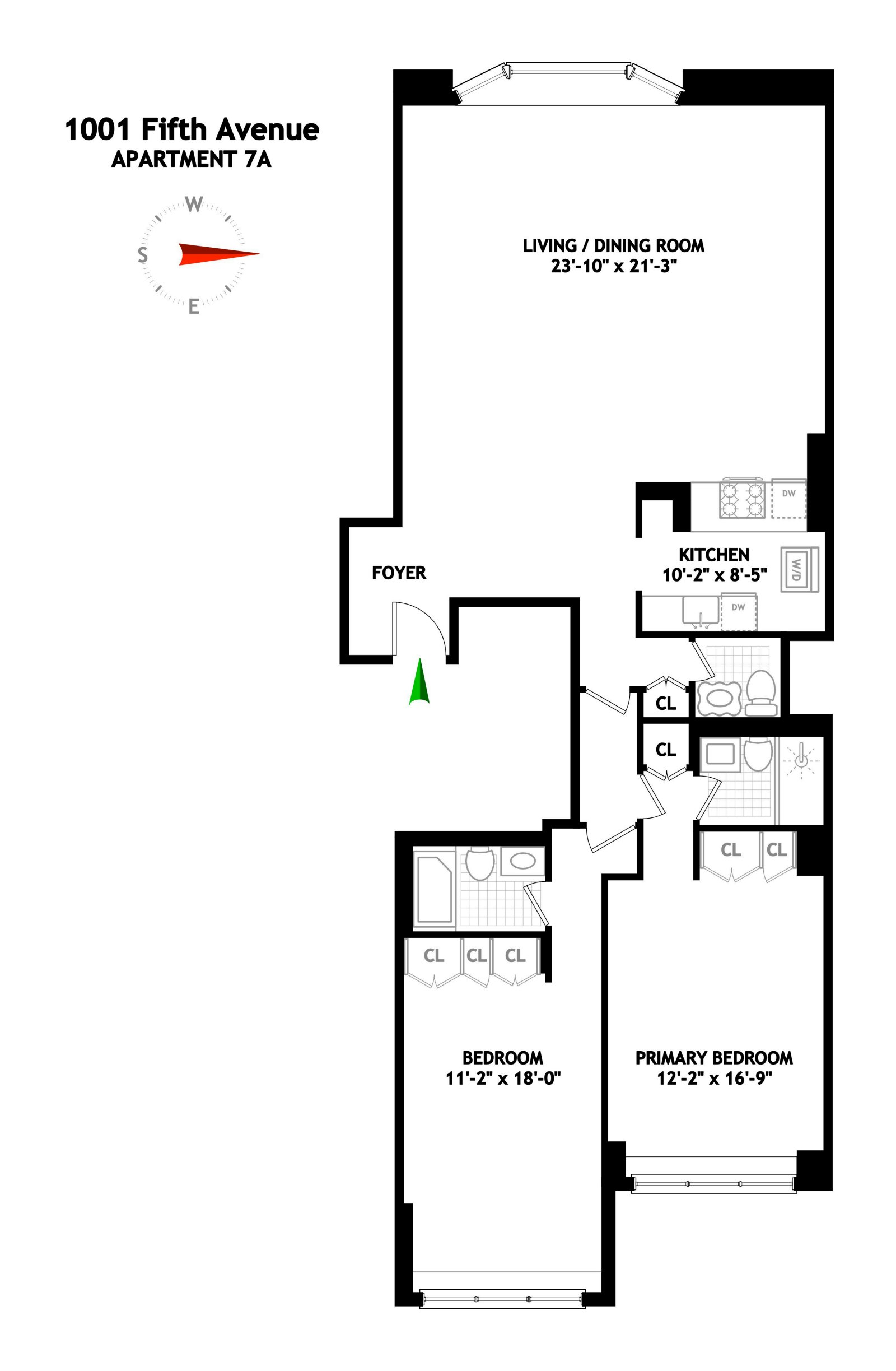 Floorplan for 1001 Fifth Avenue, 7A
