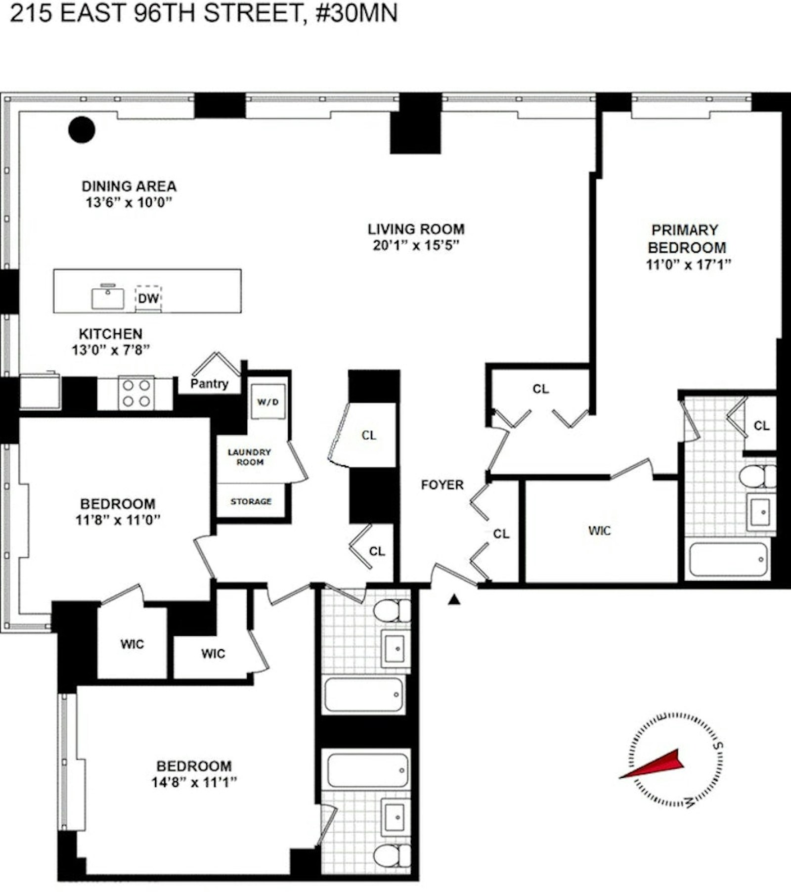 Floorplan for 217 East 96th Street, 30MN